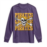 Retro Pirates Long Sleeve Shirt Vintage Retro Skull Crossbones Baseball Fans