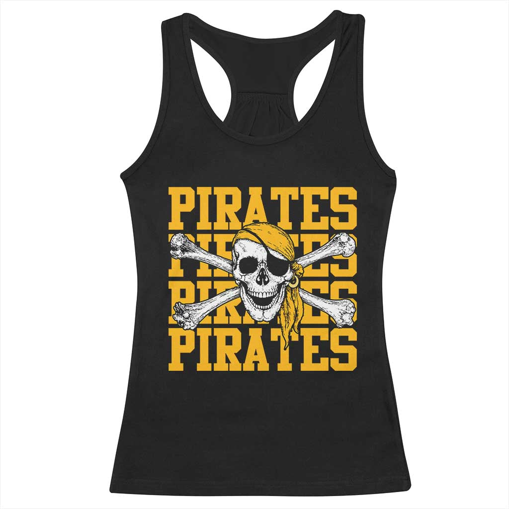 Retro Pirates Racerback Tank Top Vintage Retro Skull Crossbones Baseball Fans
