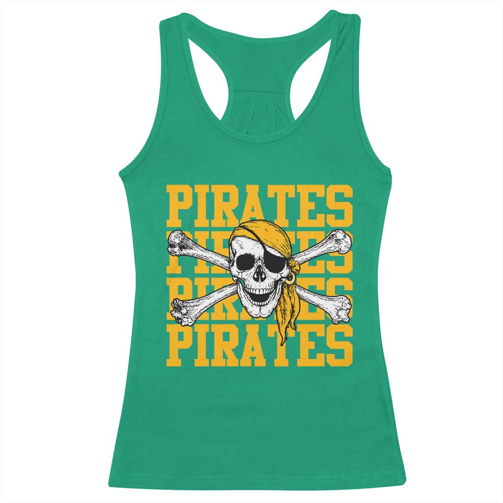 Retro Pirates Racerback Tank Top Vintage Retro Skull Crossbones Baseball Fans