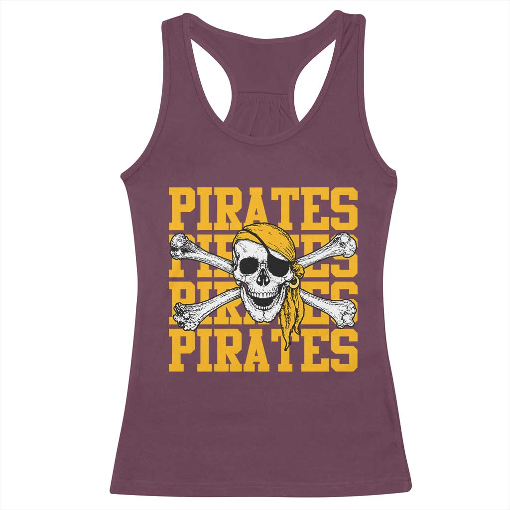 Retro Pirates Racerback Tank Top Vintage Retro Skull Crossbones Baseball Fans