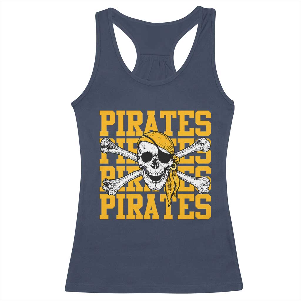 Retro Pirates Racerback Tank Top Vintage Retro Skull Crossbones Baseball Fans