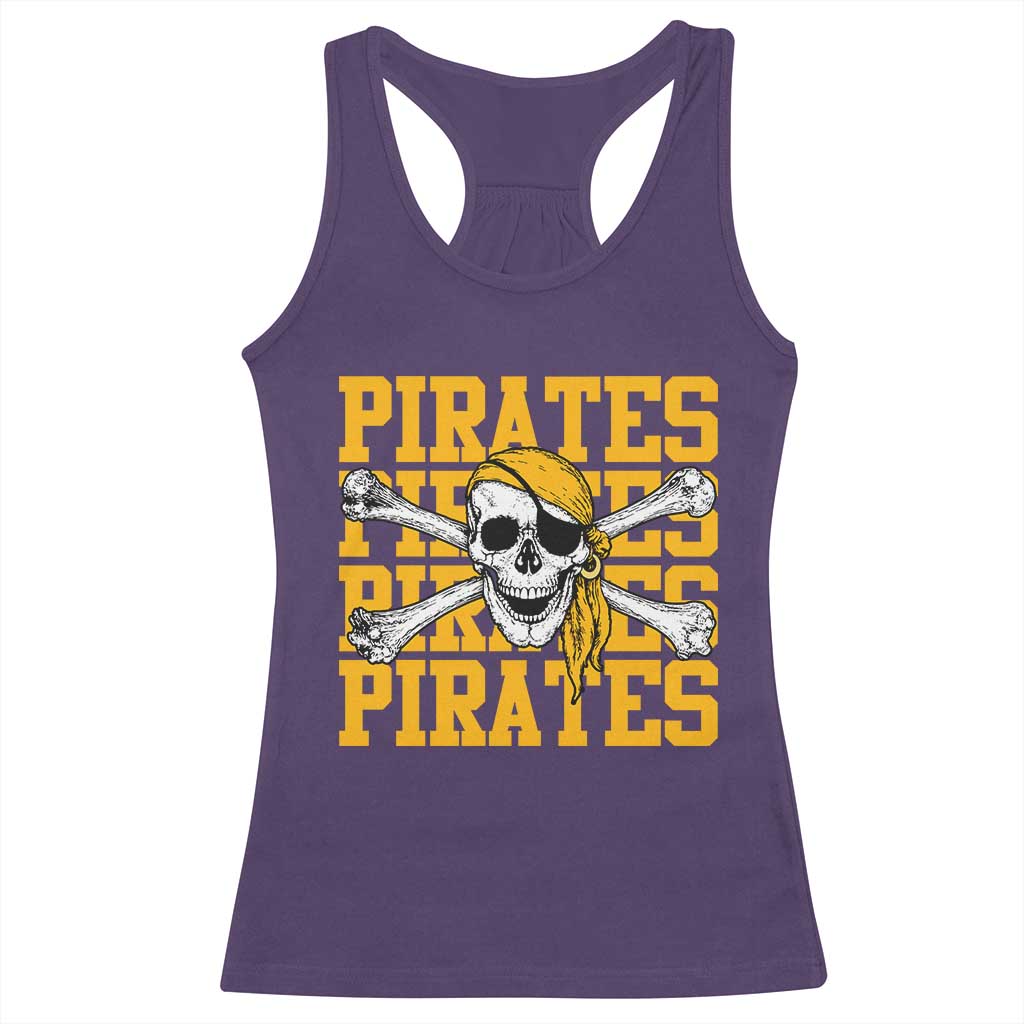 Retro Pirates Racerback Tank Top Vintage Retro Skull Crossbones Baseball Fans