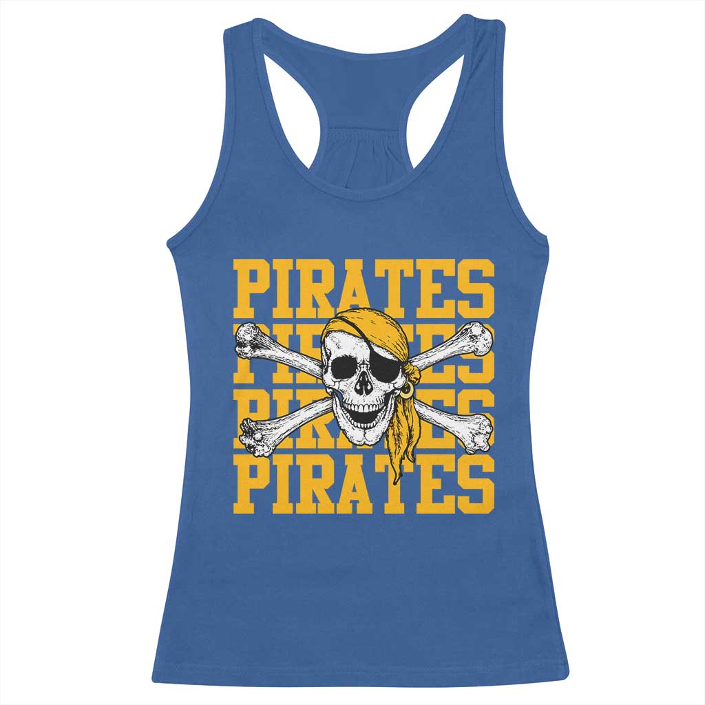 Retro Pirates Racerback Tank Top Vintage Retro Skull Crossbones Baseball Fans