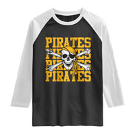 Retro Pirates Raglan Shirt Vintage Retro Skull Crossbones Baseball Fans