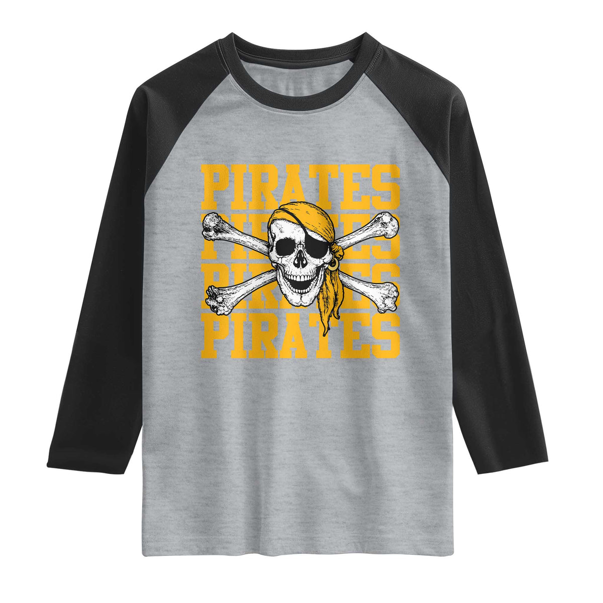 Retro Pirates Raglan Shirt Vintage Retro Skull Crossbones Baseball Fans