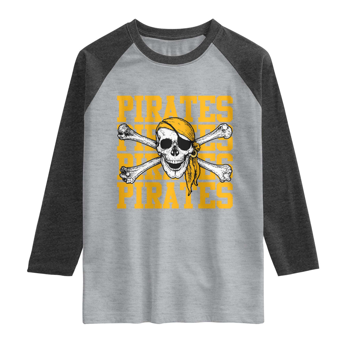 Retro Pirates Raglan Shirt Vintage Retro Skull Crossbones Baseball Fans