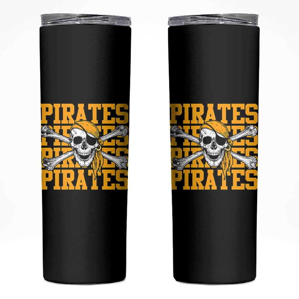 Retro Pirates Skinny Tumbler Vintage Retro Skull Crossbones Baseball Fans