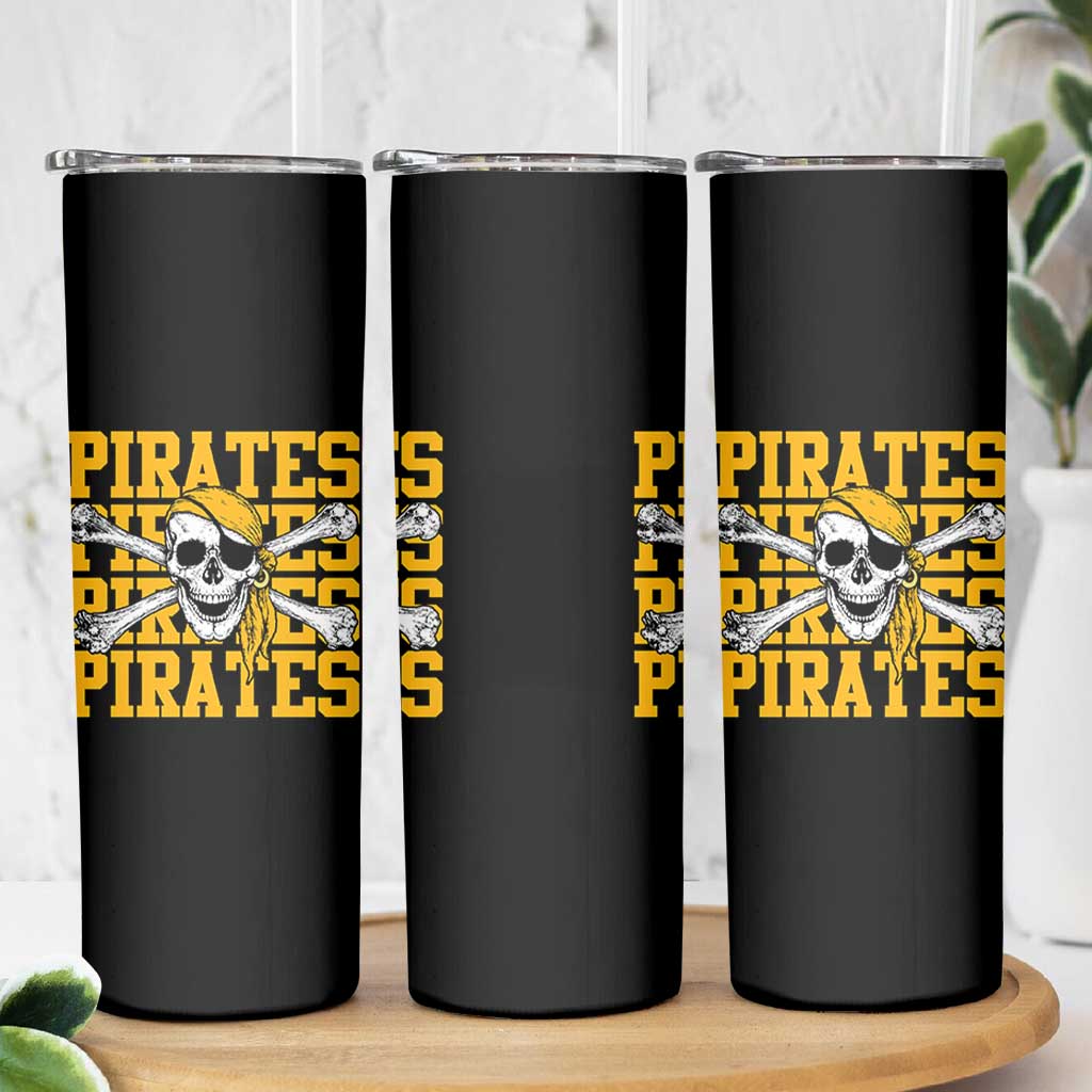 Retro Pirates Skinny Tumbler Vintage Retro Skull Crossbones Baseball Fans