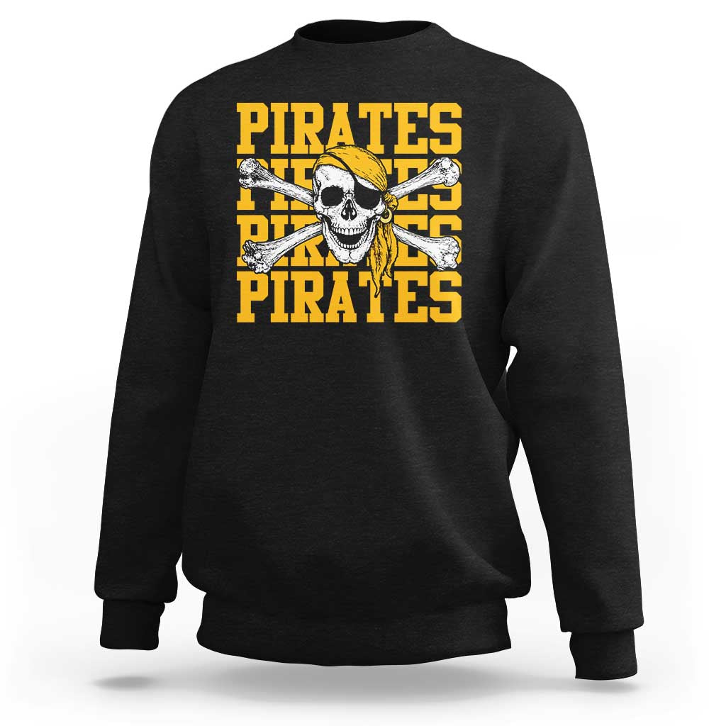 Retro Pirates Sweatshirt Vintage Retro Skull Crossbones Baseball Fans