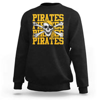 Retro Pirates Sweatshirt Vintage Retro Skull Crossbones Baseball Fans