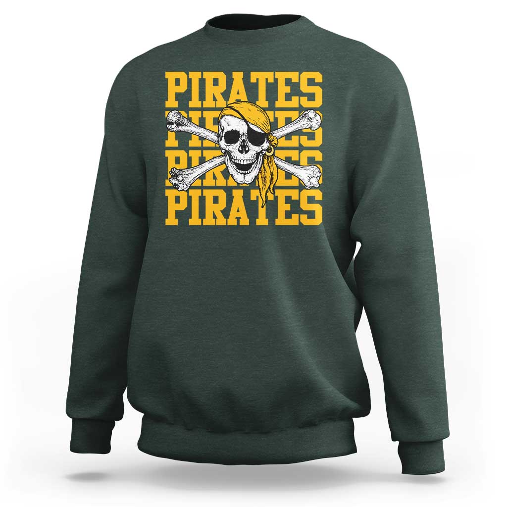 Retro Pirates Sweatshirt Vintage Retro Skull Crossbones Baseball Fans