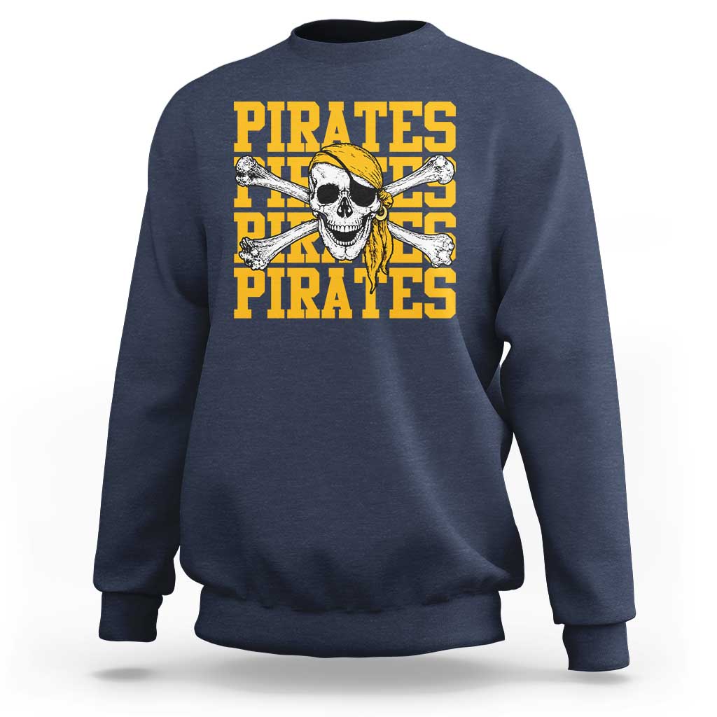 Retro Pirates Sweatshirt Vintage Retro Skull Crossbones Baseball Fans