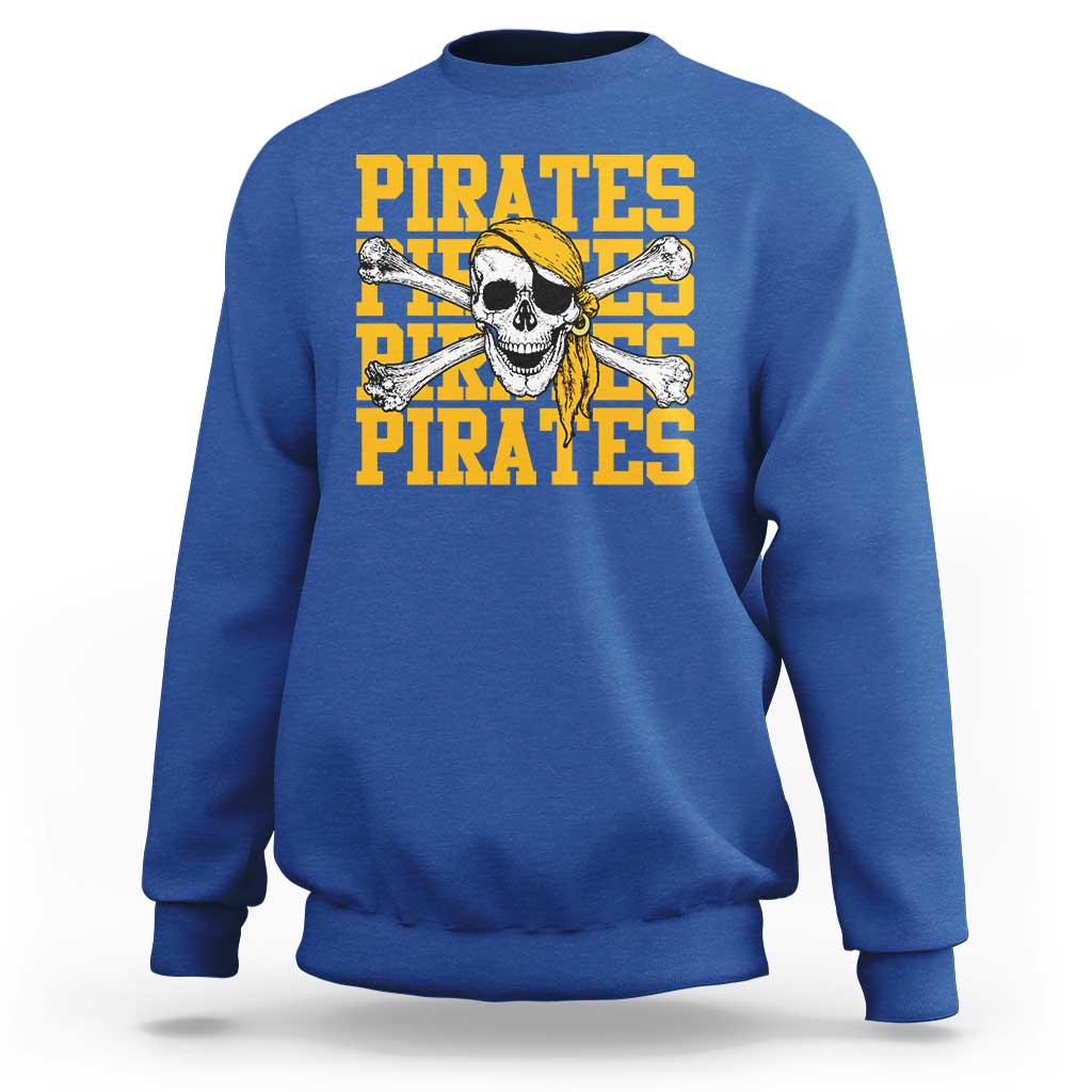 Retro Pirates Sweatshirt Vintage Retro Skull Crossbones Baseball Fans