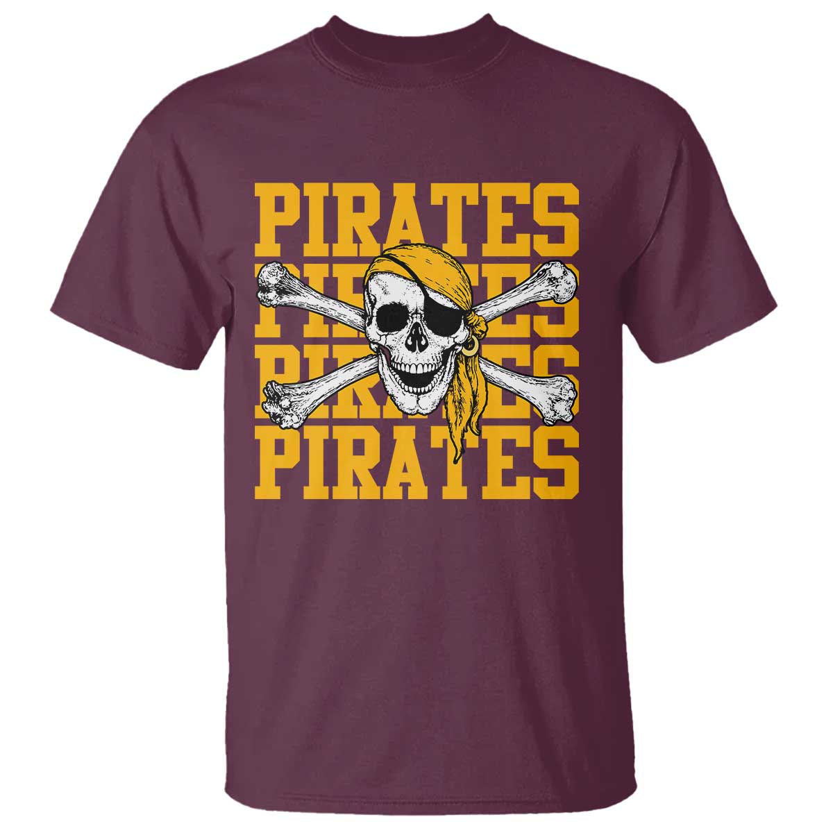 Retro Pirates T Shirt Vintage Retro Skull Crossbones Baseball Fans