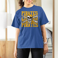 Retro Pirates T Shirt For Women Vintage Retro Skull Crossbones Baseball Fans
