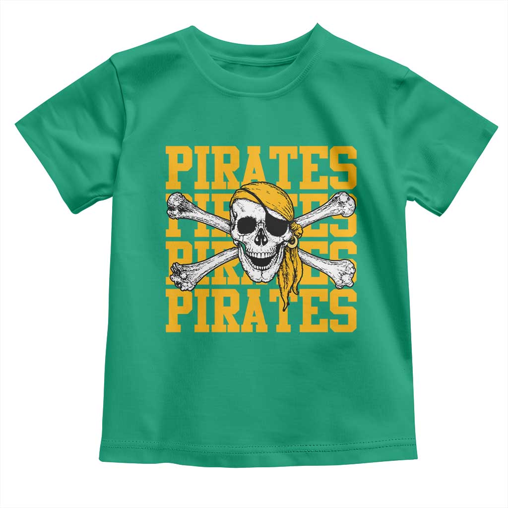Retro Pirates Toddler T Shirt Vintage Retro Skull Crossbones Baseball Fans