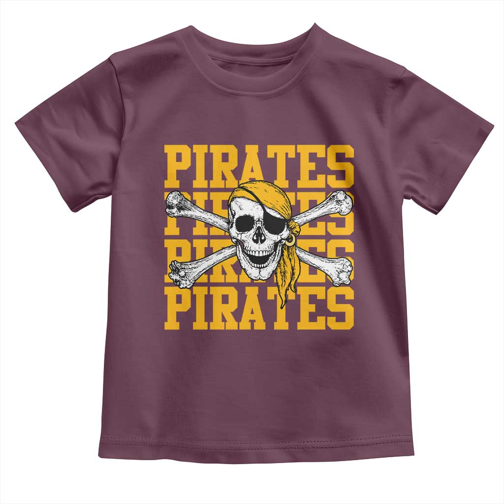 Retro Pirates Toddler T Shirt Vintage Retro Skull Crossbones Baseball Fans