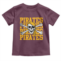 Retro Pirates Toddler T Shirt Vintage Retro Skull Crossbones Baseball Fans