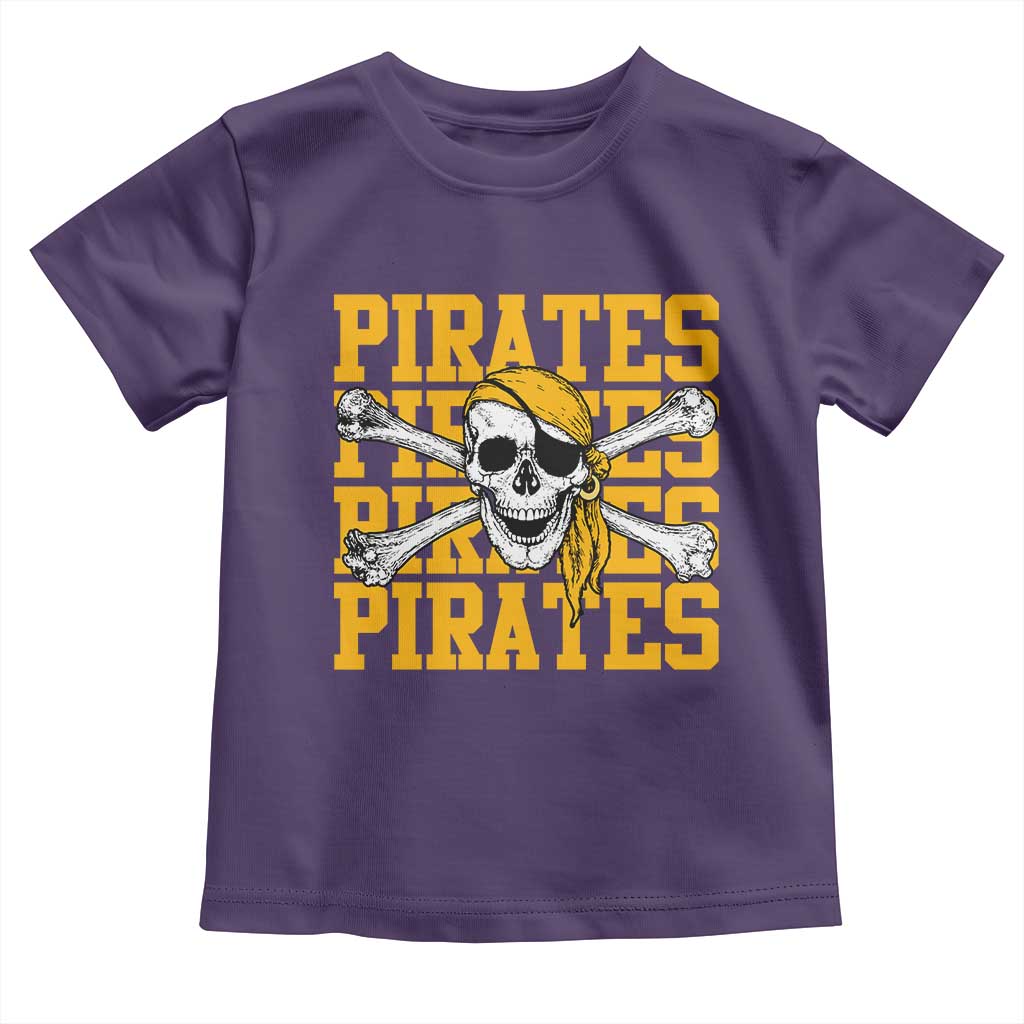 Retro Pirates Toddler T Shirt Vintage Retro Skull Crossbones Baseball Fans