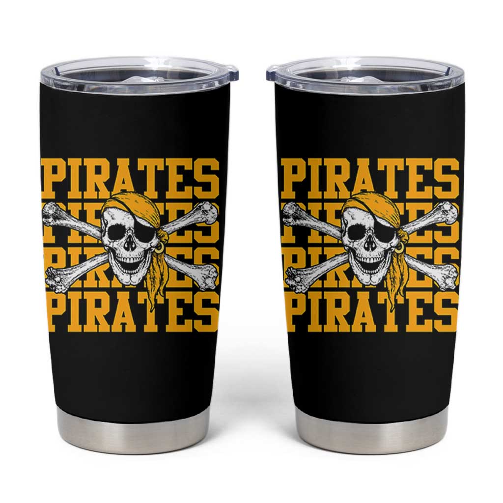 Retro Pirates Tumbler Cup Vintage Retro Skull Crossbones Baseball Fans