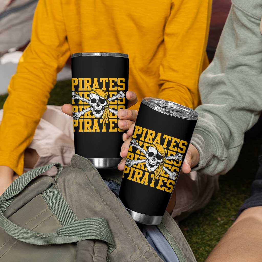 Retro Pirates Tumbler Cup Vintage Retro Skull Crossbones Baseball Fans