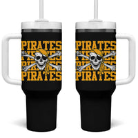 Retro Pirates Tumbler With Handle Vintage Retro Skull Crossbones Baseball Fans