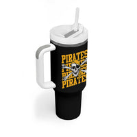 Retro Pirates Tumbler With Handle Vintage Retro Skull Crossbones Baseball Fans