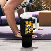 Retro Pirates Tumbler With Handle Vintage Retro Skull Crossbones Baseball Fans