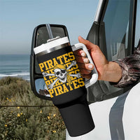 Retro Pirates Tumbler With Handle Vintage Retro Skull Crossbones Baseball Fans