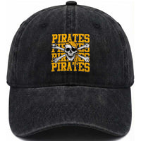 Retro Pirates Washed Cotton Baseball Cap Vintage Retro Skull Crossbones Baseball Fans
