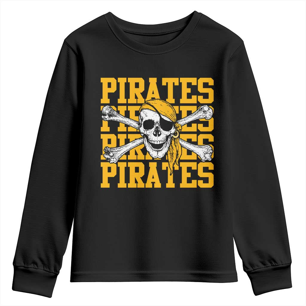 Retro Pirates Youth Sweatshirt Vintage Retro Skull Crossbones Baseball Fans