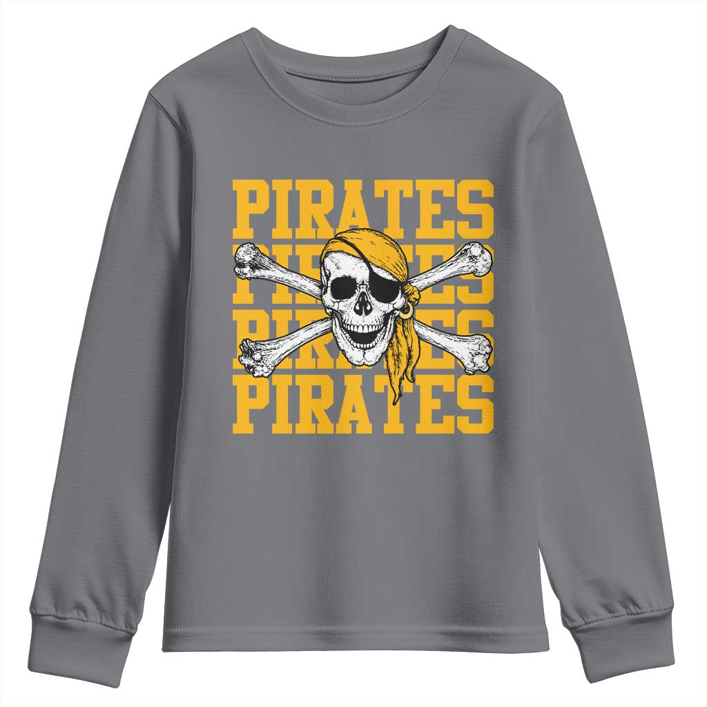 Retro Pirates Youth Sweatshirt Vintage Retro Skull Crossbones Baseball Fans