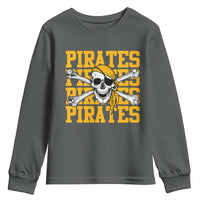 Retro Pirates Youth Sweatshirt Vintage Retro Skull Crossbones Baseball Fans