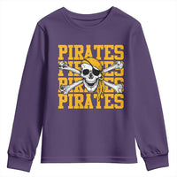 Retro Pirates Youth Sweatshirt Vintage Retro Skull Crossbones Baseball Fans