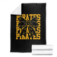 Pirates Coquette Bow Throw Blanket Retro Sports Style Pirate Skull
