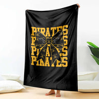 Pirates Coquette Bow Throw Blanket Retro Sports Style Pirate Skull