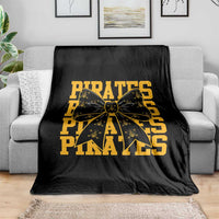 Pirates Coquette Bow Throw Blanket Retro Sports Style Pirate Skull