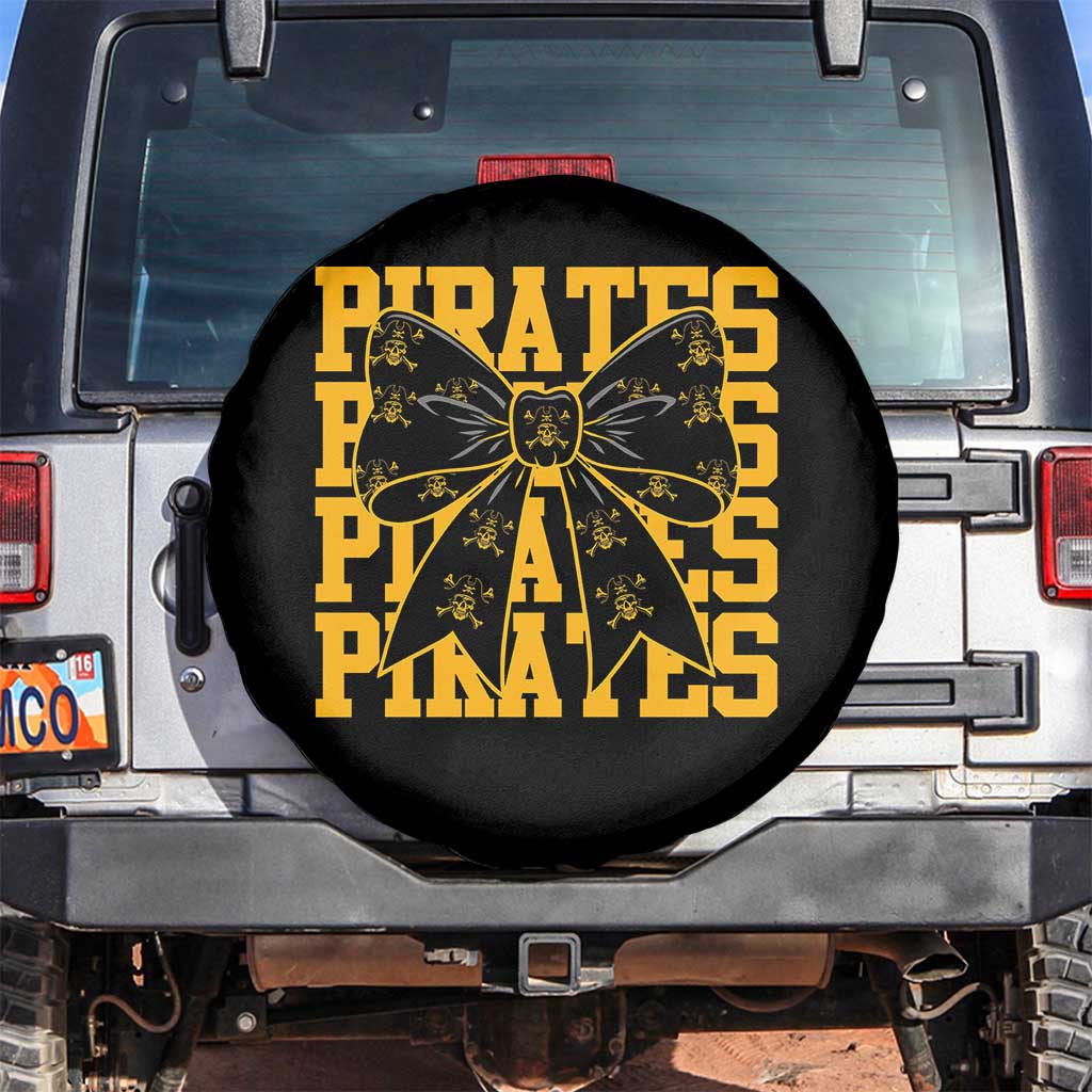Pirates Coquette Bow Spare Tire Cover Retro Sports Style Pirate Skull