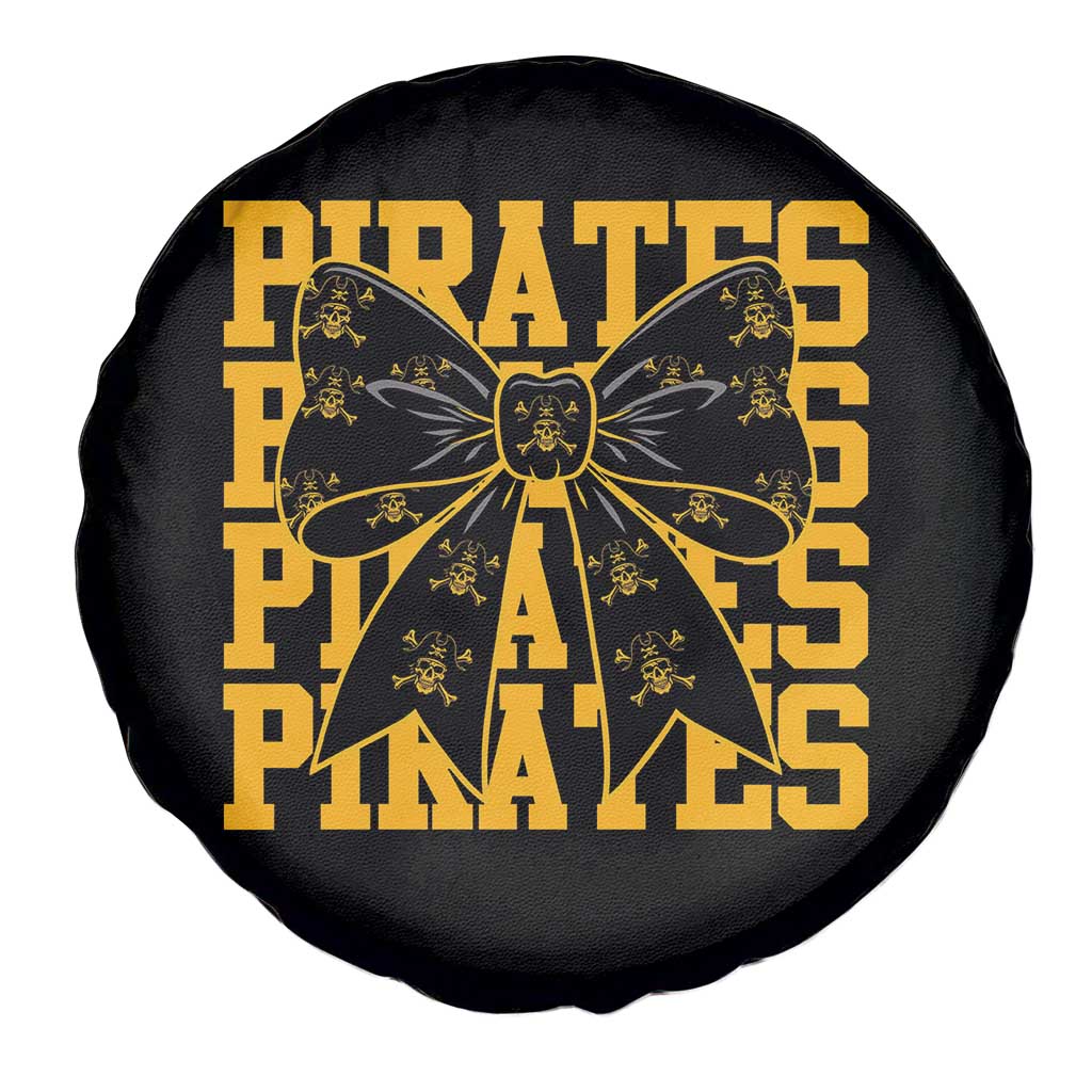 Pirates Coquette Bow Spare Tire Cover Retro Sports Style Pirate Skull