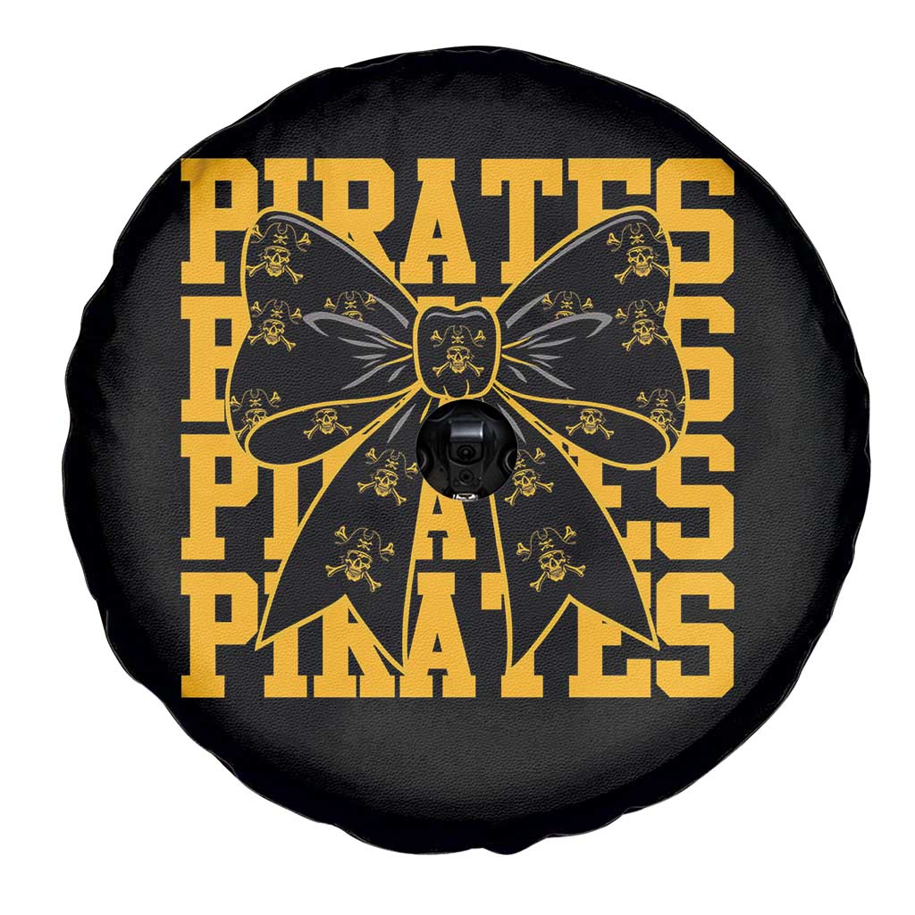 Pirates Coquette Bow Spare Tire Cover Retro Sports Style Pirate Skull