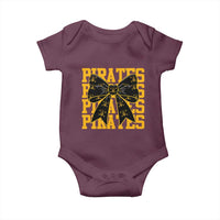 Pirates Coquette Bow Baby Onesie Retro Sports Style Pirate Skull