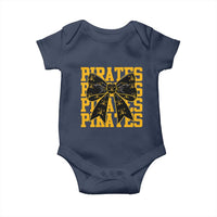 Pirates Coquette Bow Baby Onesie Retro Sports Style Pirate Skull