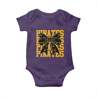 Pirates Coquette Bow Baby Onesie Retro Sports Style Pirate Skull