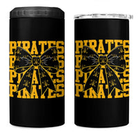 Pirates Coquette Bow 4 in 1 Can Cooler Tumbler Retro Sports Style Pirate Skull