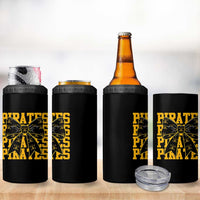 Pirates Coquette Bow 4 in 1 Can Cooler Tumbler Retro Sports Style Pirate Skull