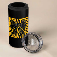 Pirates Coquette Bow 4 in 1 Can Cooler Tumbler Retro Sports Style Pirate Skull