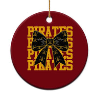 Pirates Coquette Bow Ceramic Ornament Retro Sports Style Pirate Skull