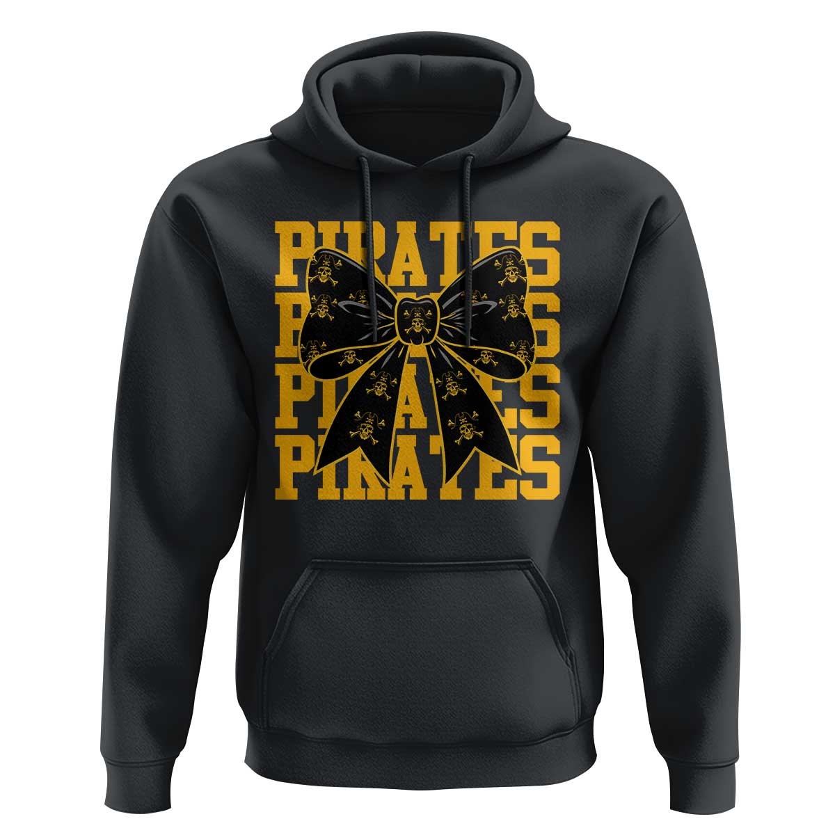 Pirates Coquette Bow Hoodie Retro Sports Style Pirate Skull