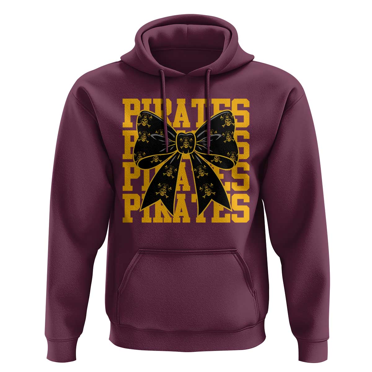 Pirates Coquette Bow Hoodie Retro Sports Style Pirate Skull