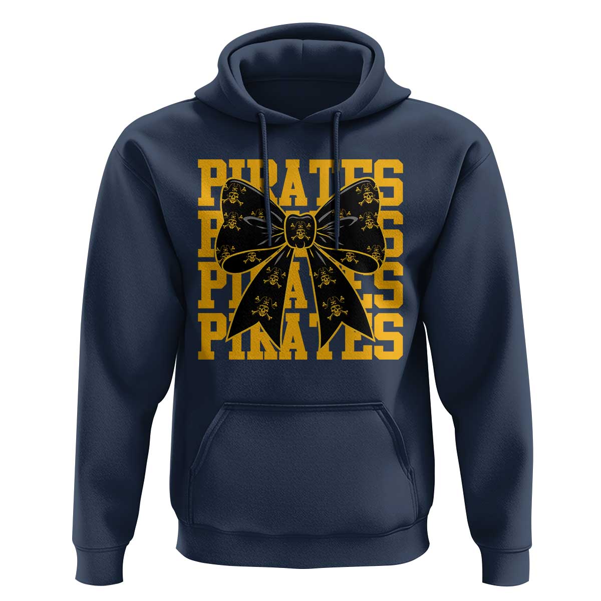 Pirates Coquette Bow Hoodie Retro Sports Style Pirate Skull